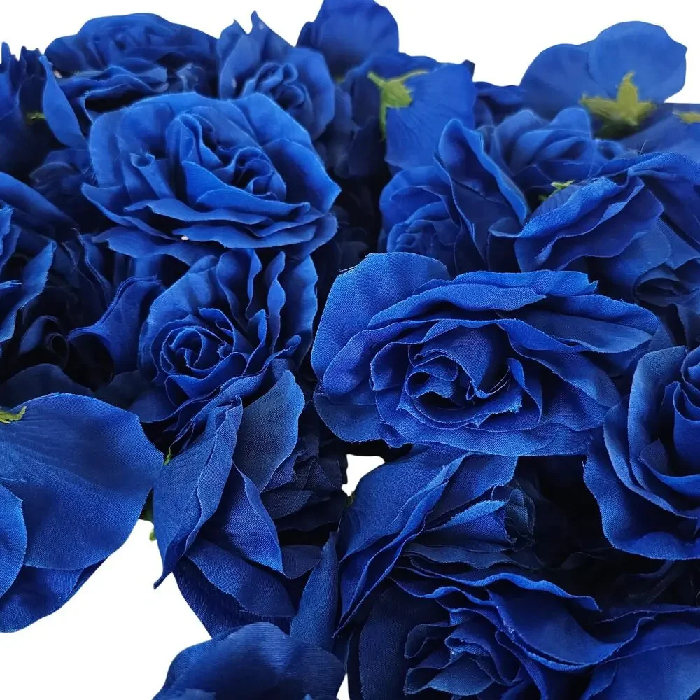 38 Royal Cobalt Blue Artificial Silk Rose Flower Heads 4in Wedding Craft Wreath